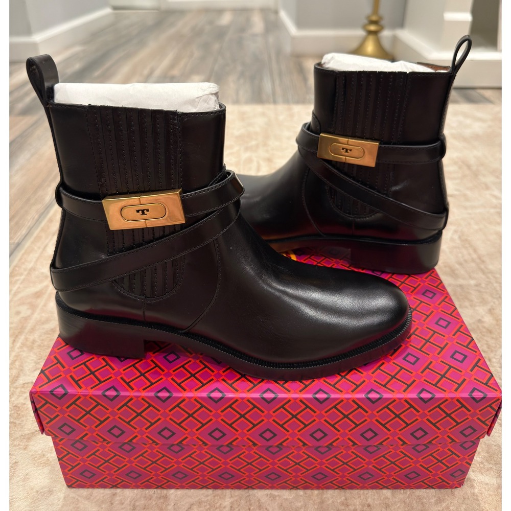 NWT Tory Burch 30mm Chelsea Sierra Antik Leather Ankle Boots Black 7
